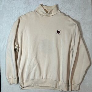 Polo Ralph Lauren Cream Turtleneck Cotton Sweater PRL Golf Logo Country Club